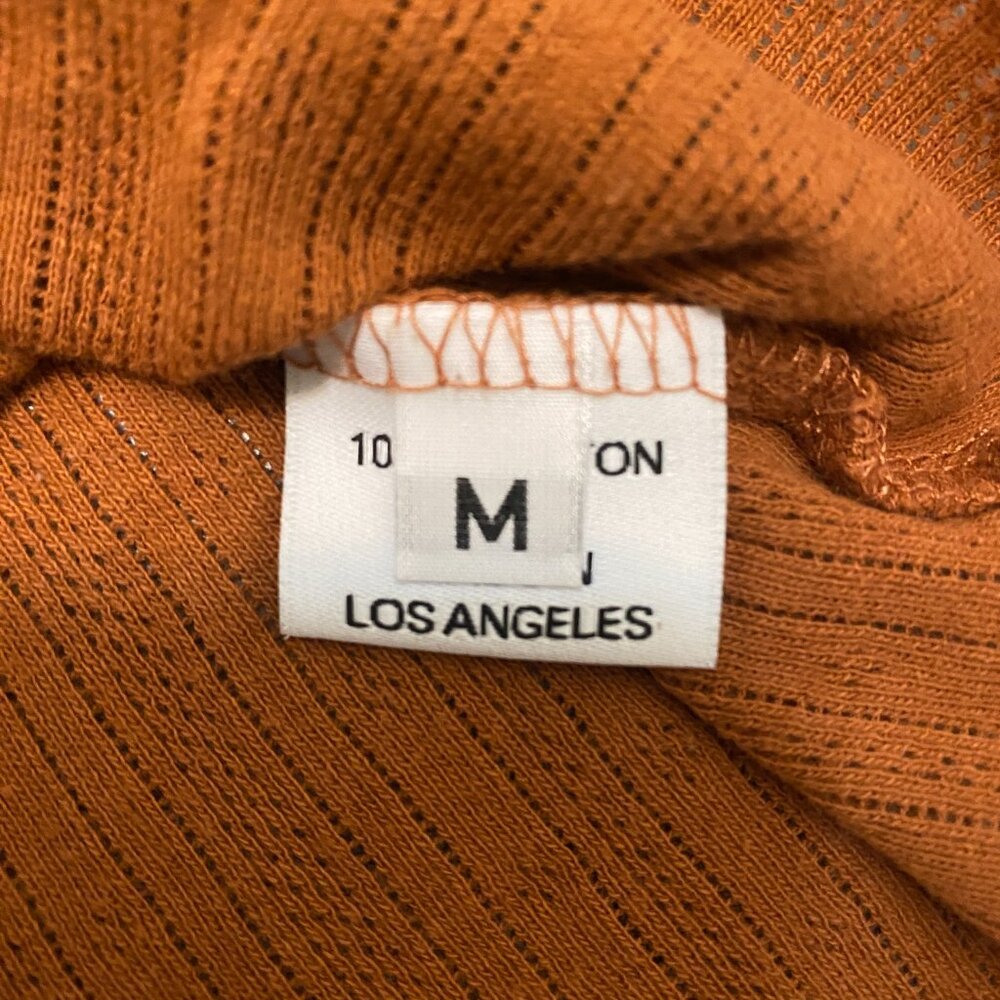 Lykke Wullf Brown Cotton Pointelle Long Sleeve Top Size M - Picture 5 of 8